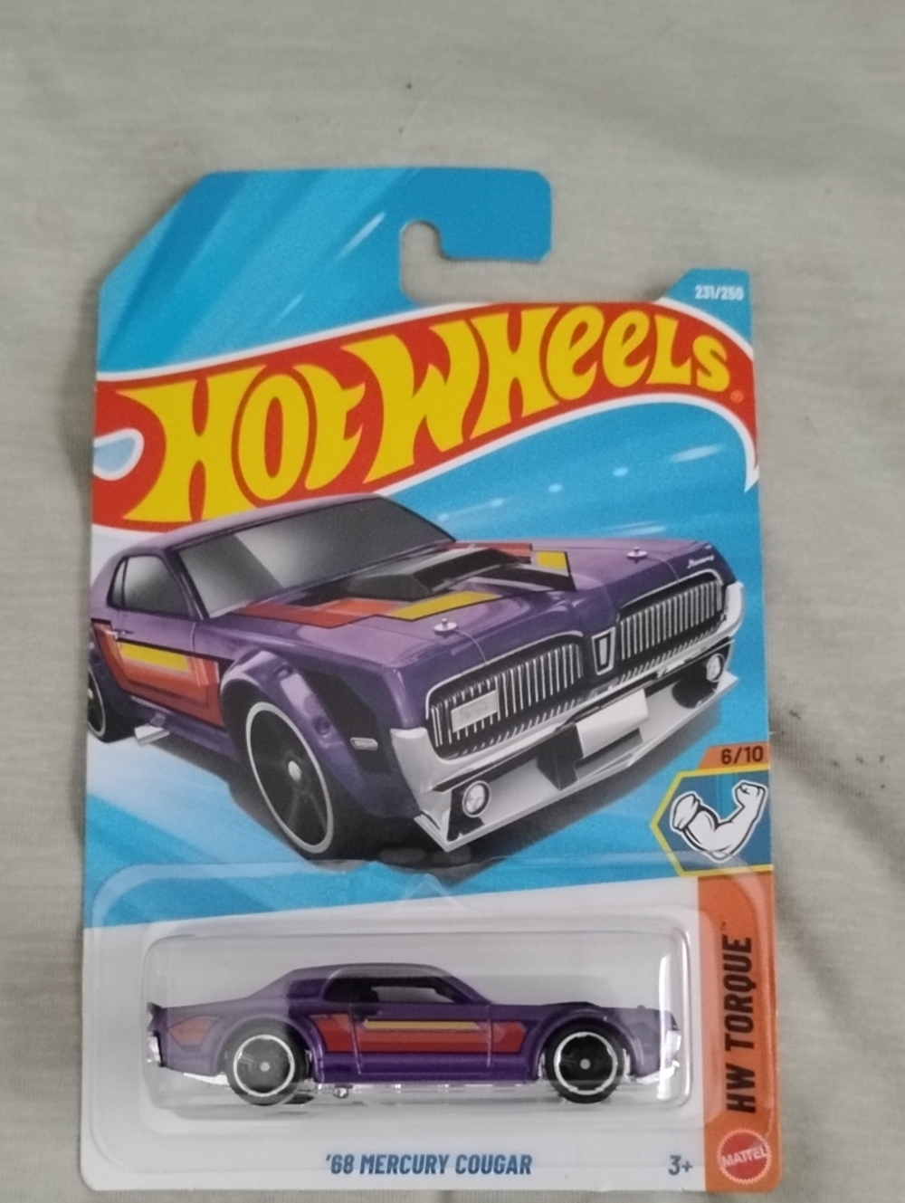 Mattel Hot Wheels Purple '68 Mercury Cougar with Orange & Yellow Stripes